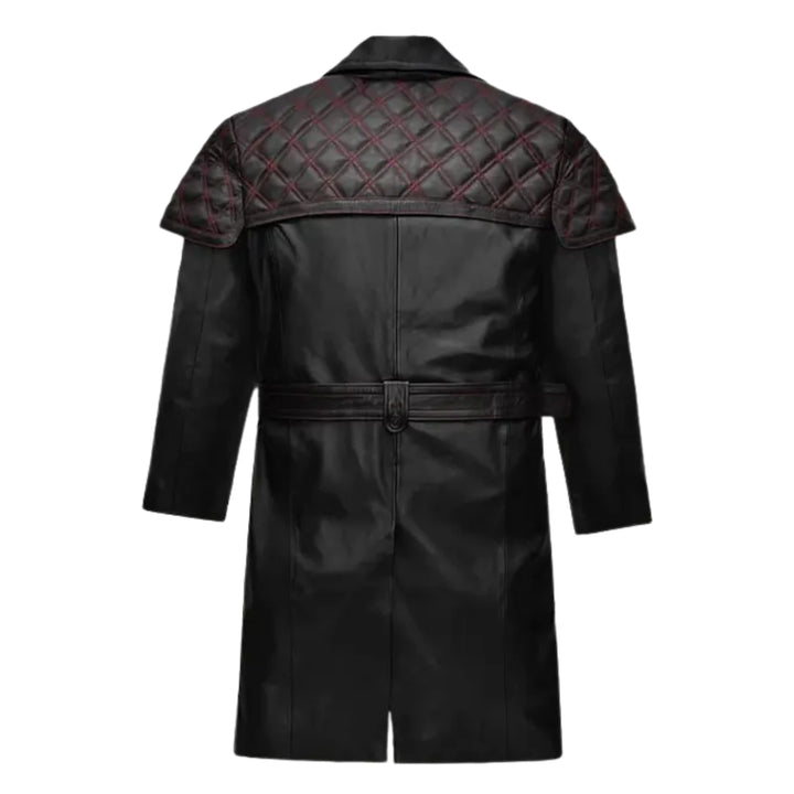 Men's Sheepskin Leather Black Trench Coat