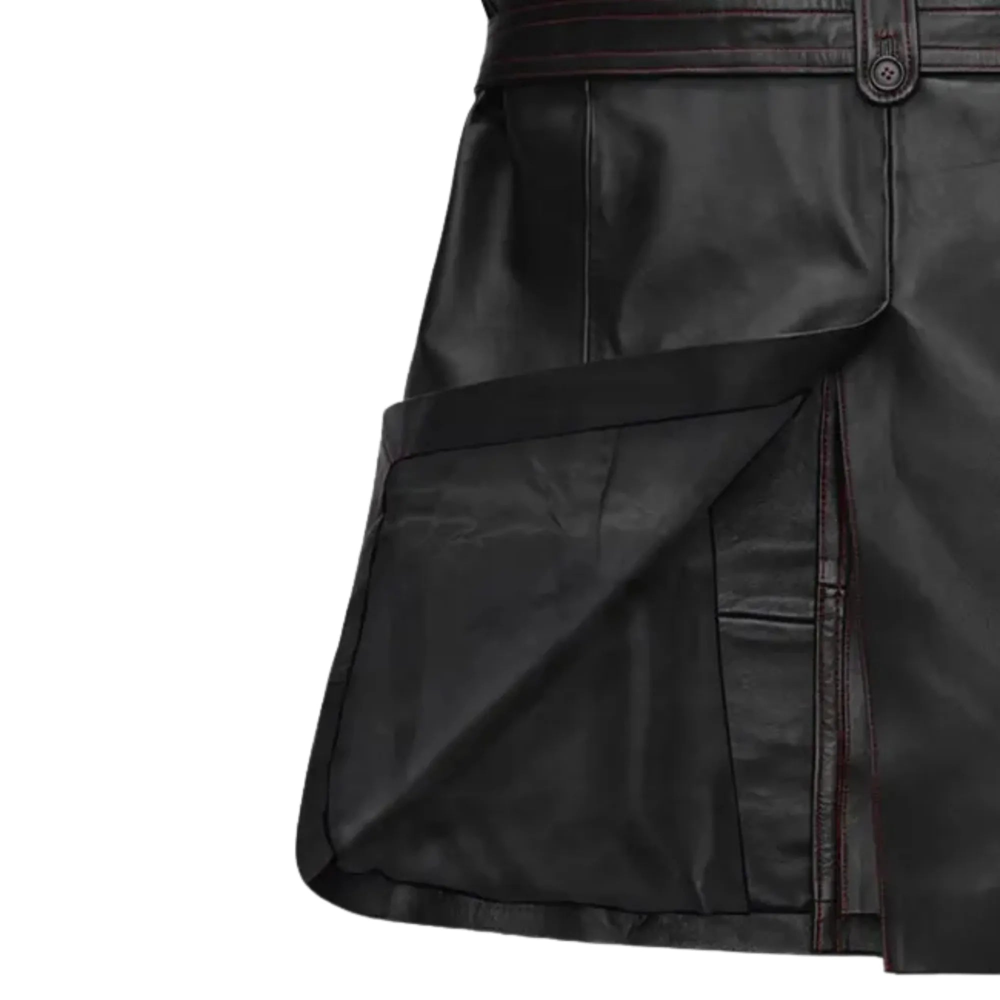 Men's Sheepskin Leather Black Trench Coat