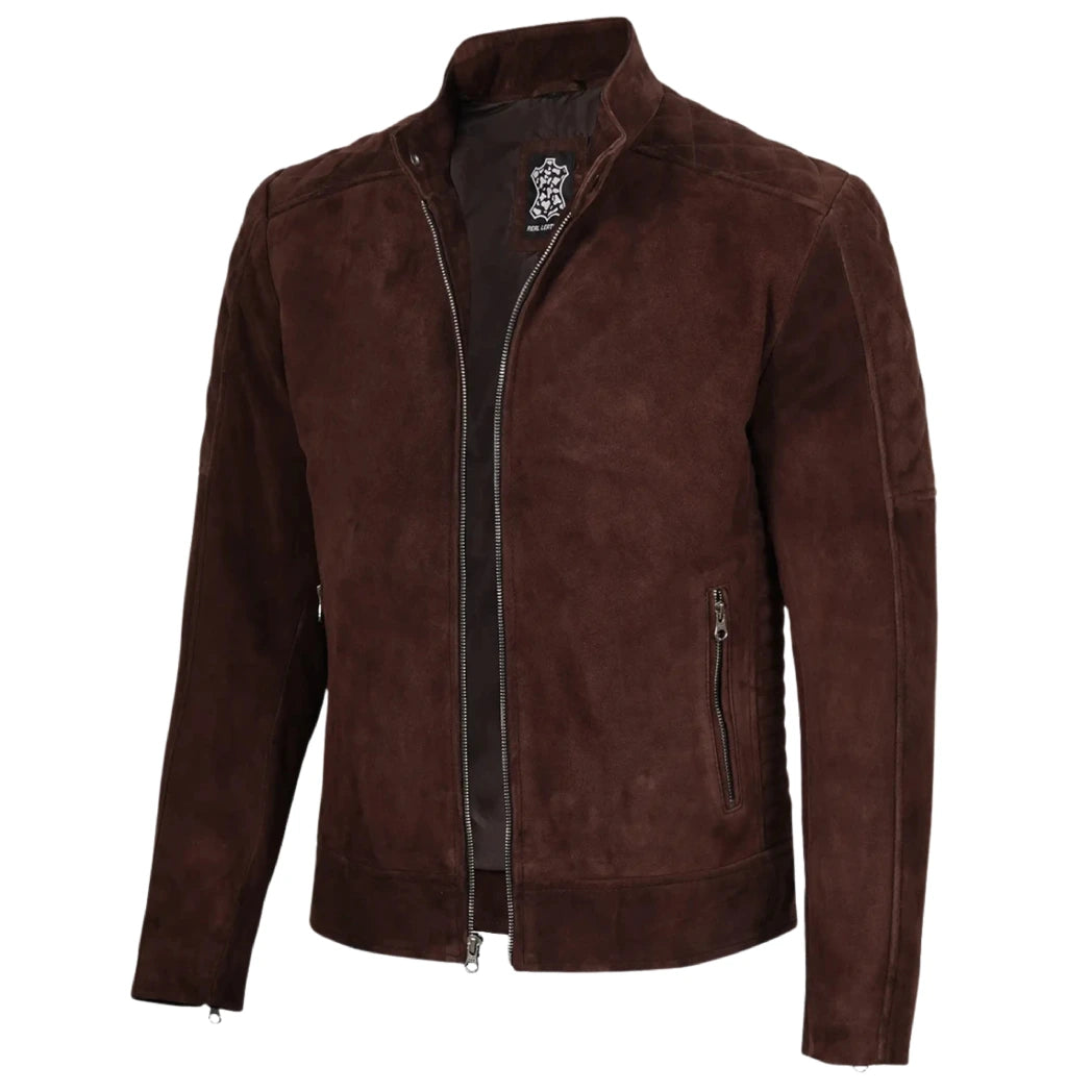 Men's Top Notch Dark Brown Suede Leather Jacket