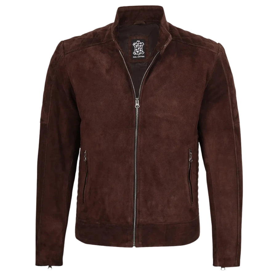 Men's Top Notch Dark Brown Suede Leather Jacket