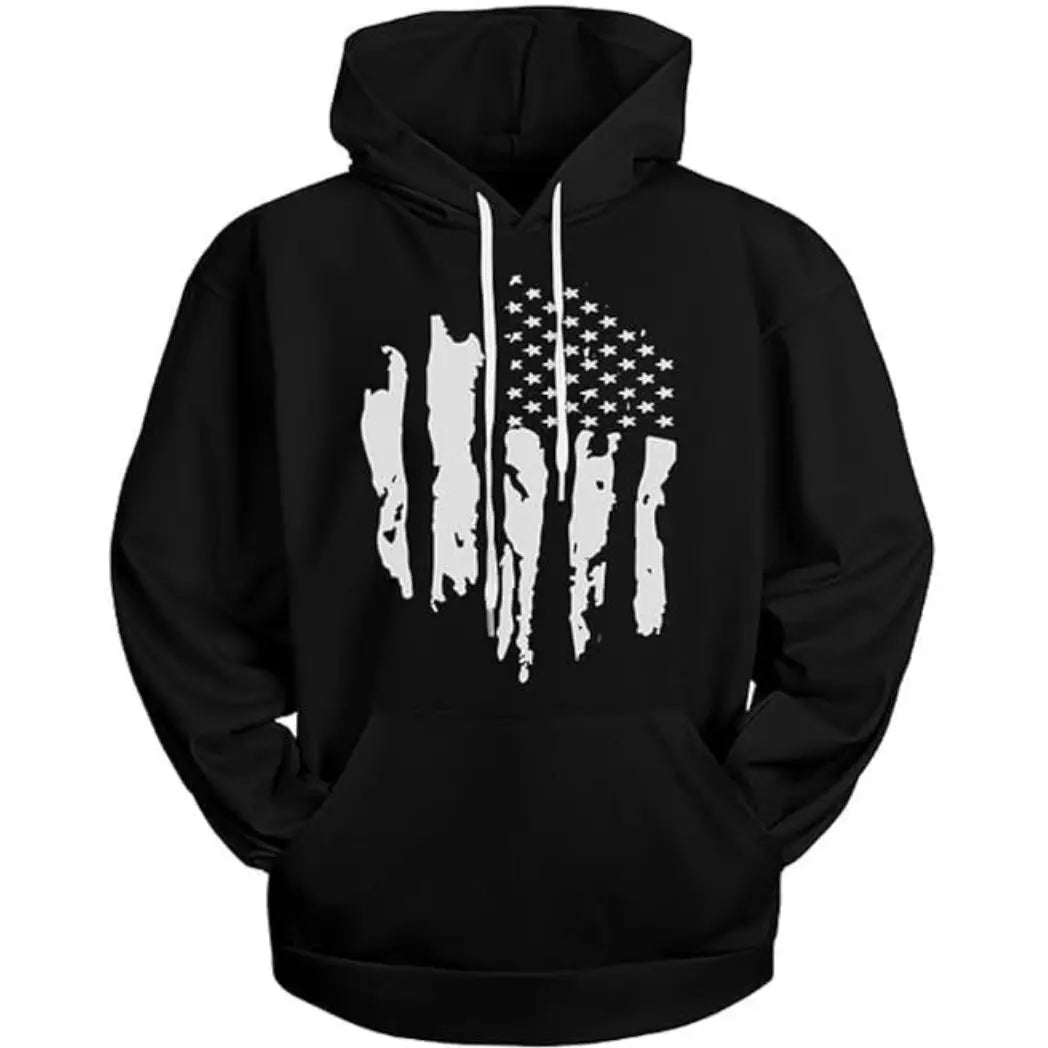 Men's USA Flag Black Pullover Hoodie