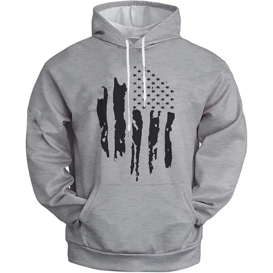 Men's USA Flag Gray Pullover Hoodie