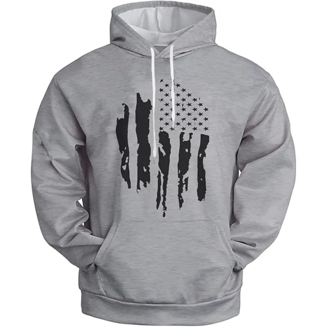Men's USA Flag Gray Pullover Hoodie