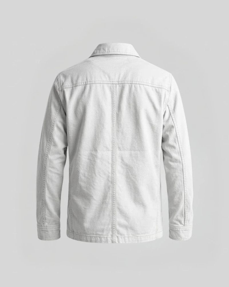 Men's Shirt Style Collar White Cotton Jacket