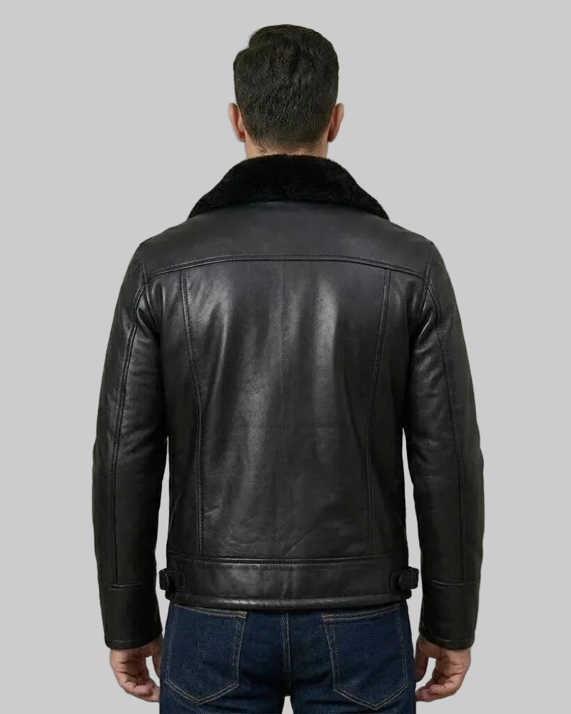 Men's B3 Bomber Black Shearling Leather Jacket