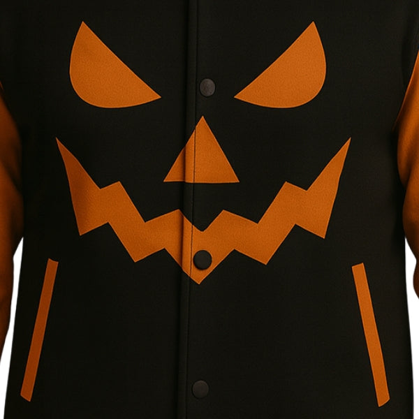 Men's Black And Orange Varsity Wool Jacket