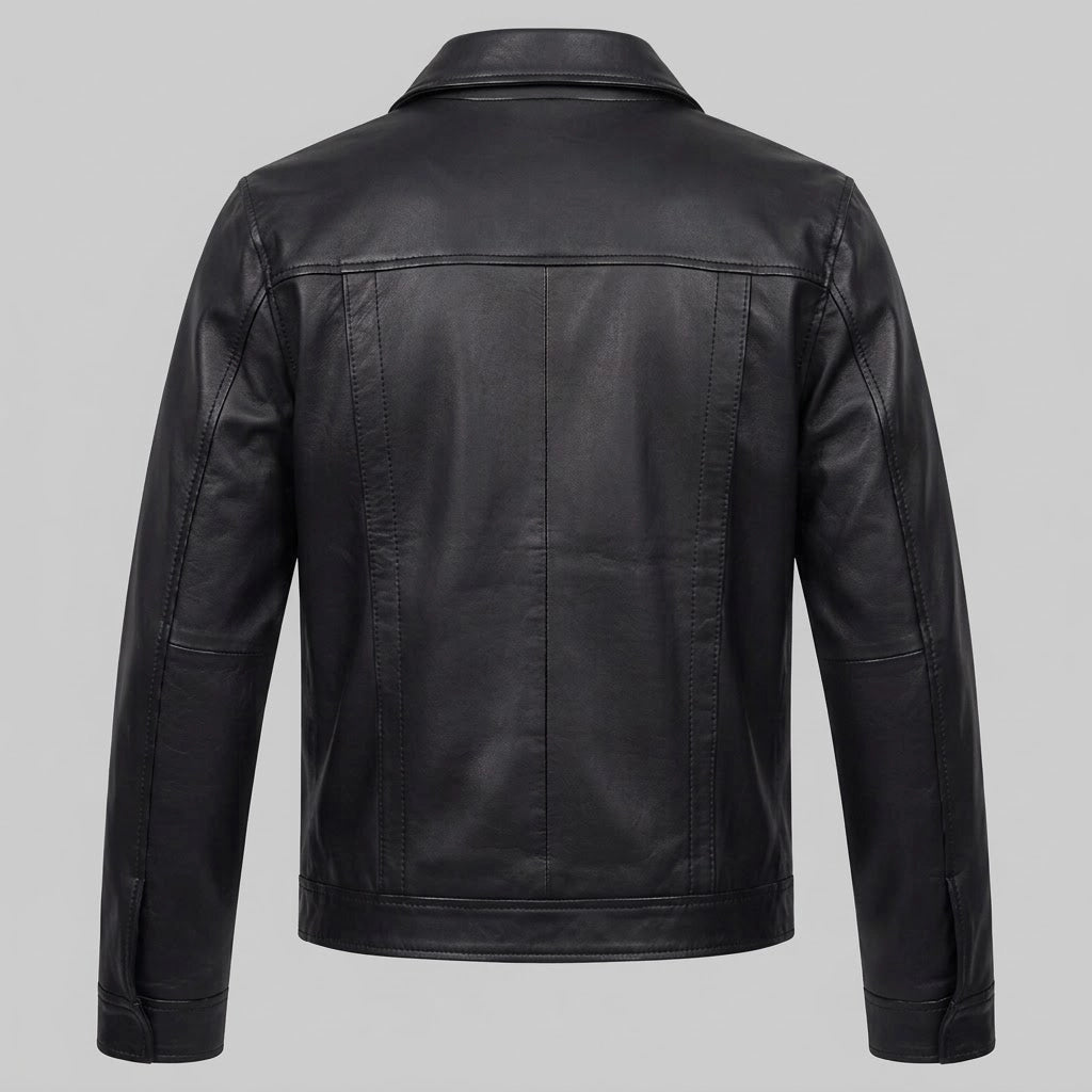 Men's Black Anime Inspired Sheepskin Leather Jacket 7