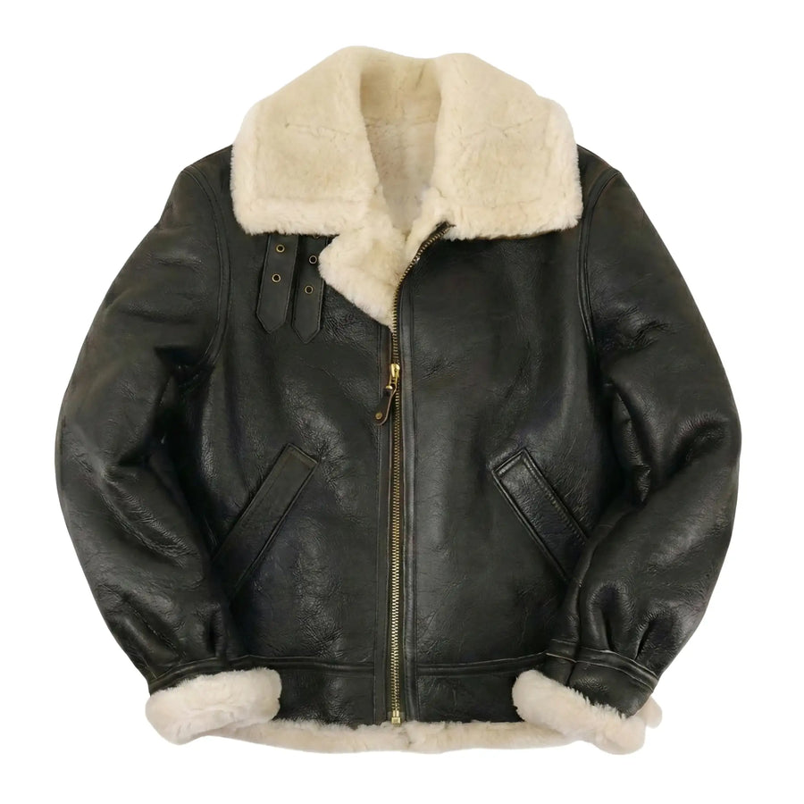 Men's Black Aviator B3 Bomber Leather Jacket