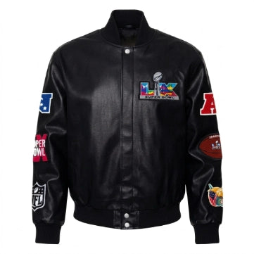 Men's Black Bomber Style Sheepskin Leather Jacket