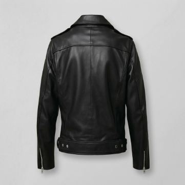 Men's Black Halloween Patch Sheepskin Leather Jacket 1