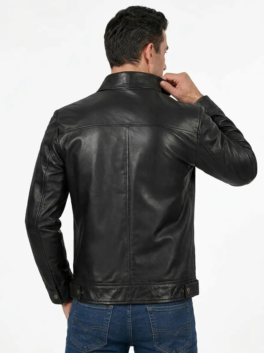 Men’s Black Harrington Sheepskin Leather Jacket