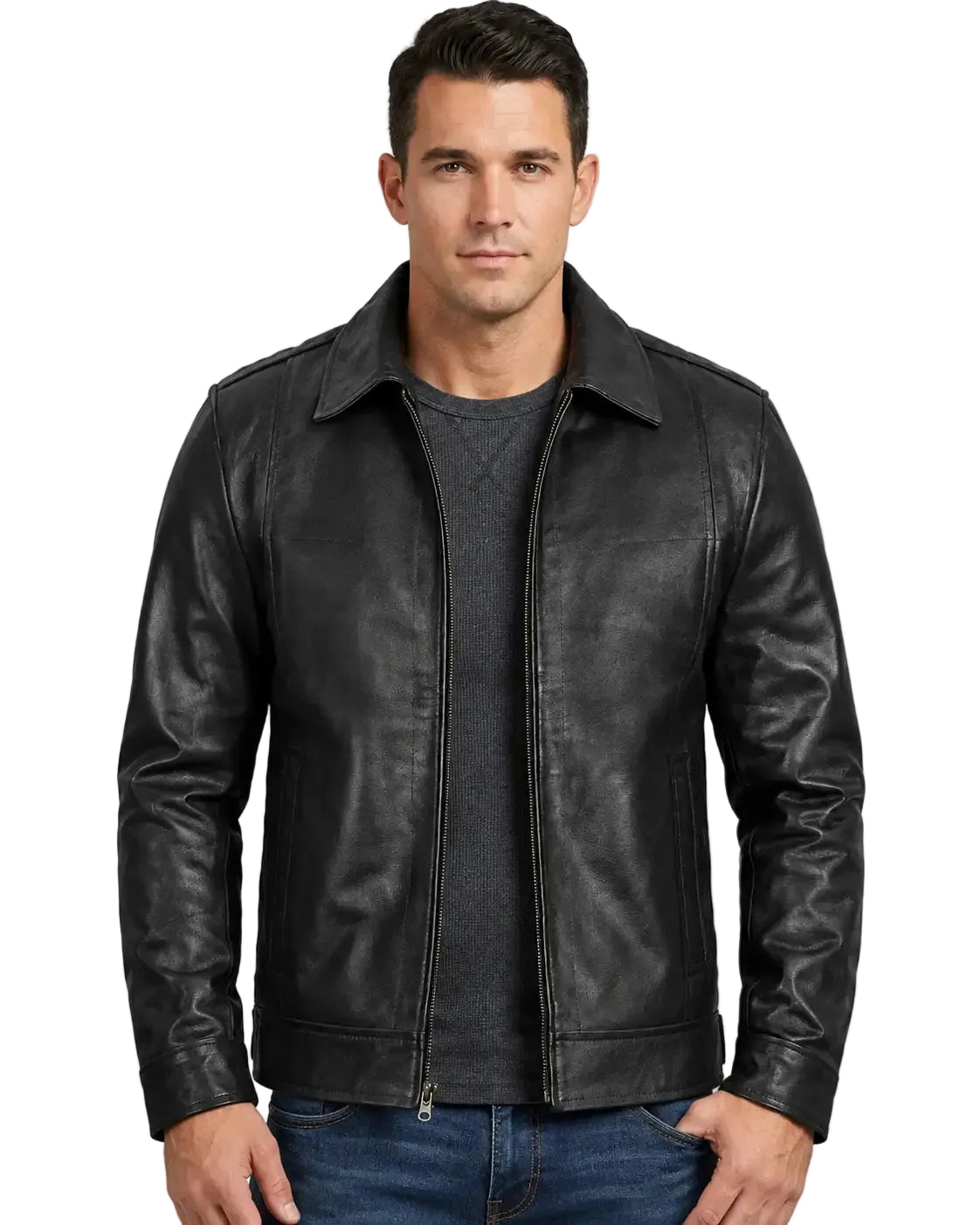 Men’s Black Harrington Sheepskin Leather Jacket