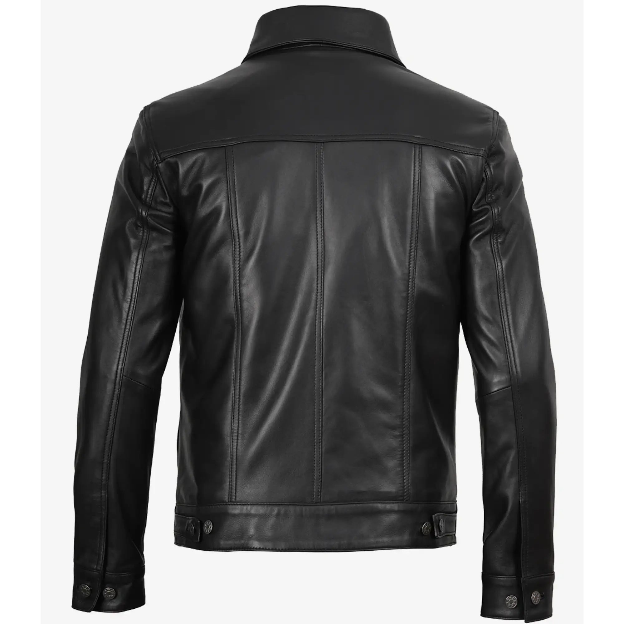 Men's Black  Sheep Leather Trucker Jacket