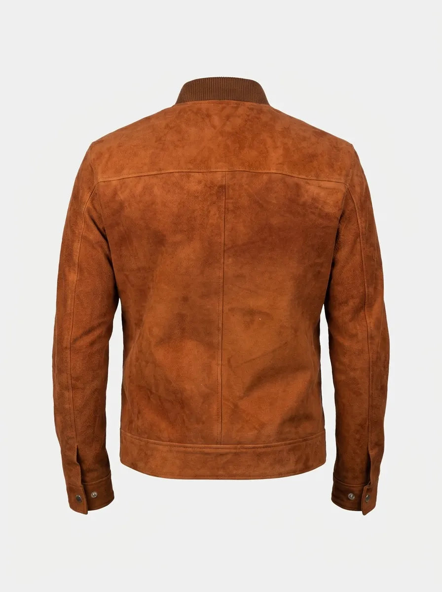 Men's Blain Brown Suede Leather Bomber Jacket