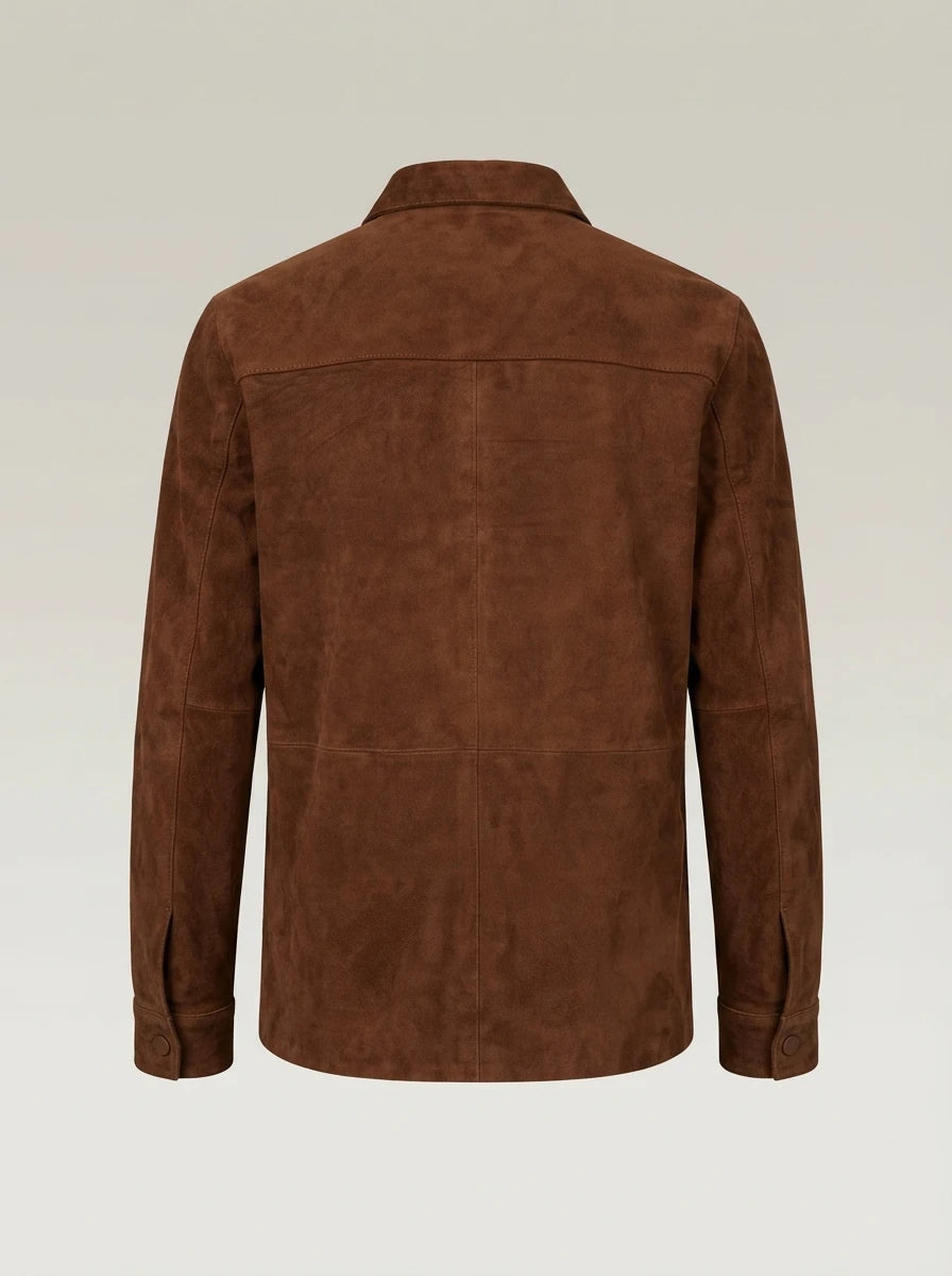 Men’s Brown Goatskin Suede Leather Shirt