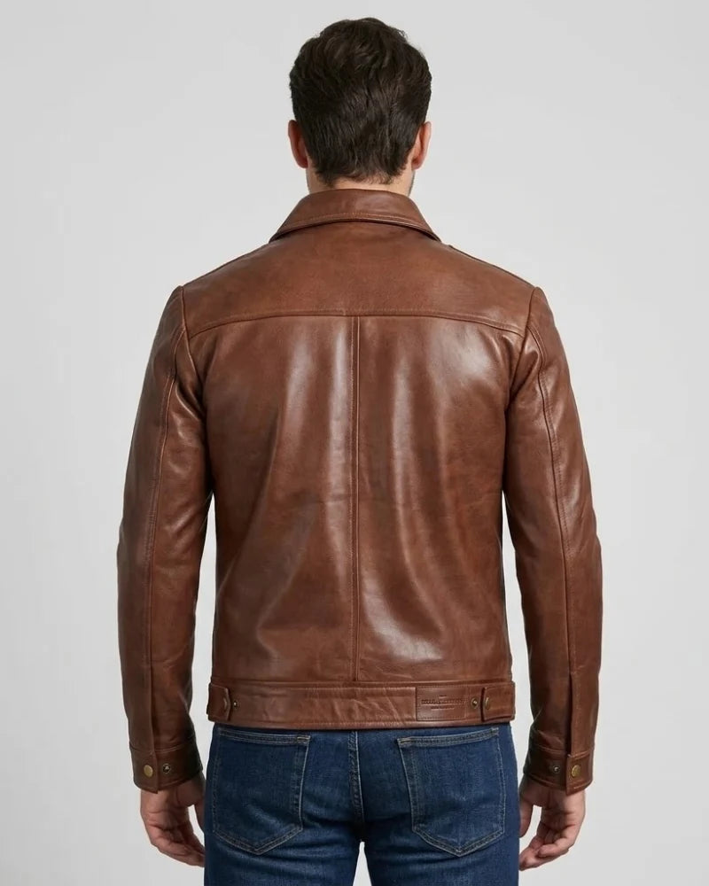 Men's Brown Harrington Leather Jacket