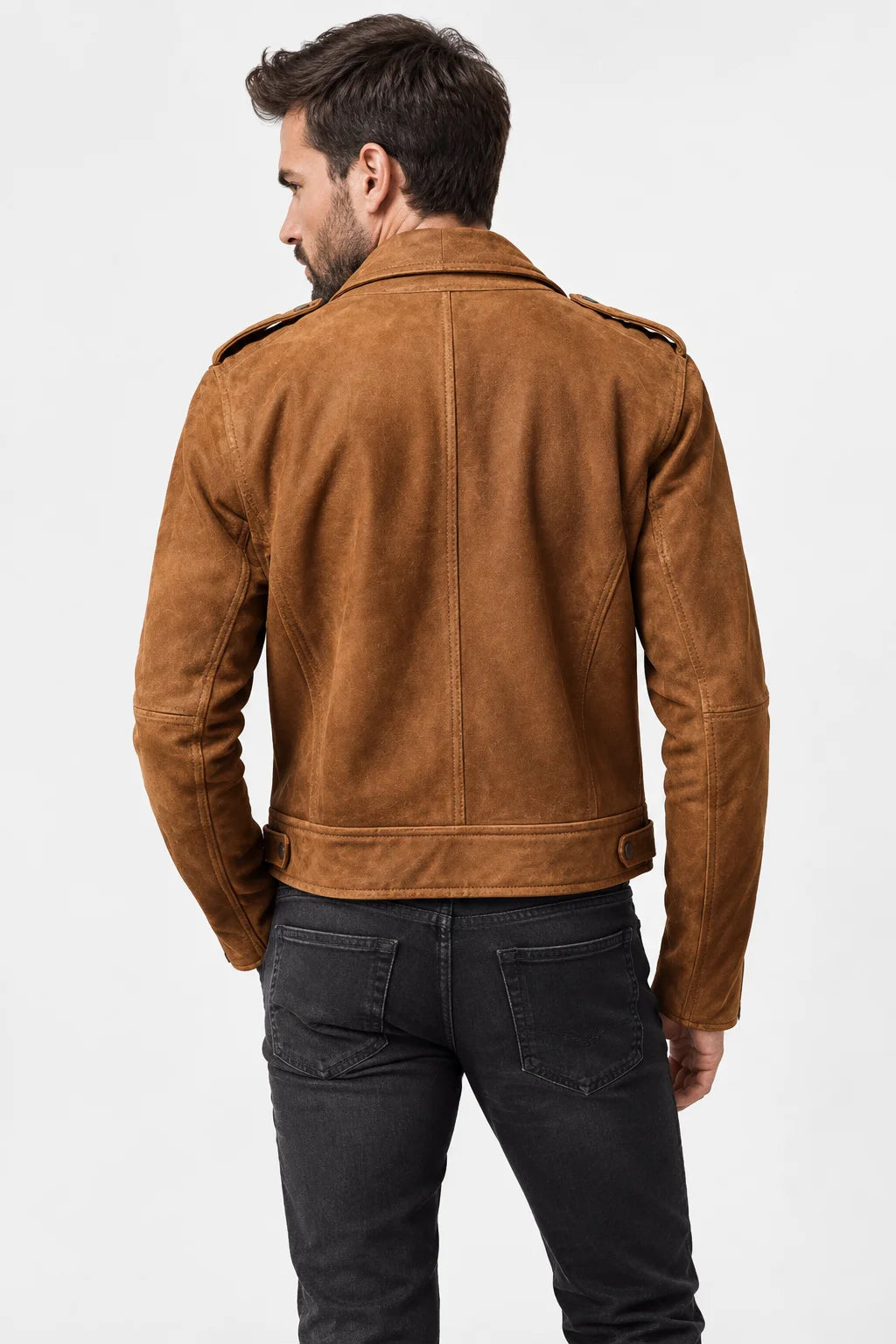 Men's Classic Camel Brown Suede Leather Jacket 2