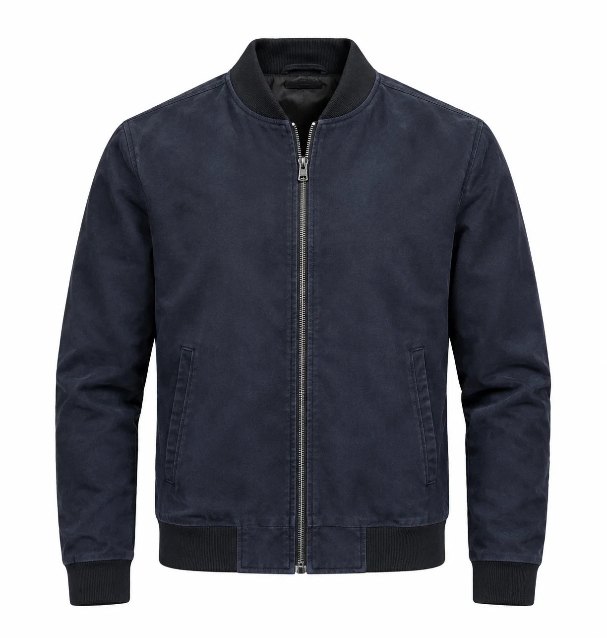 Men's Dark Blue Suede Leather Jacket