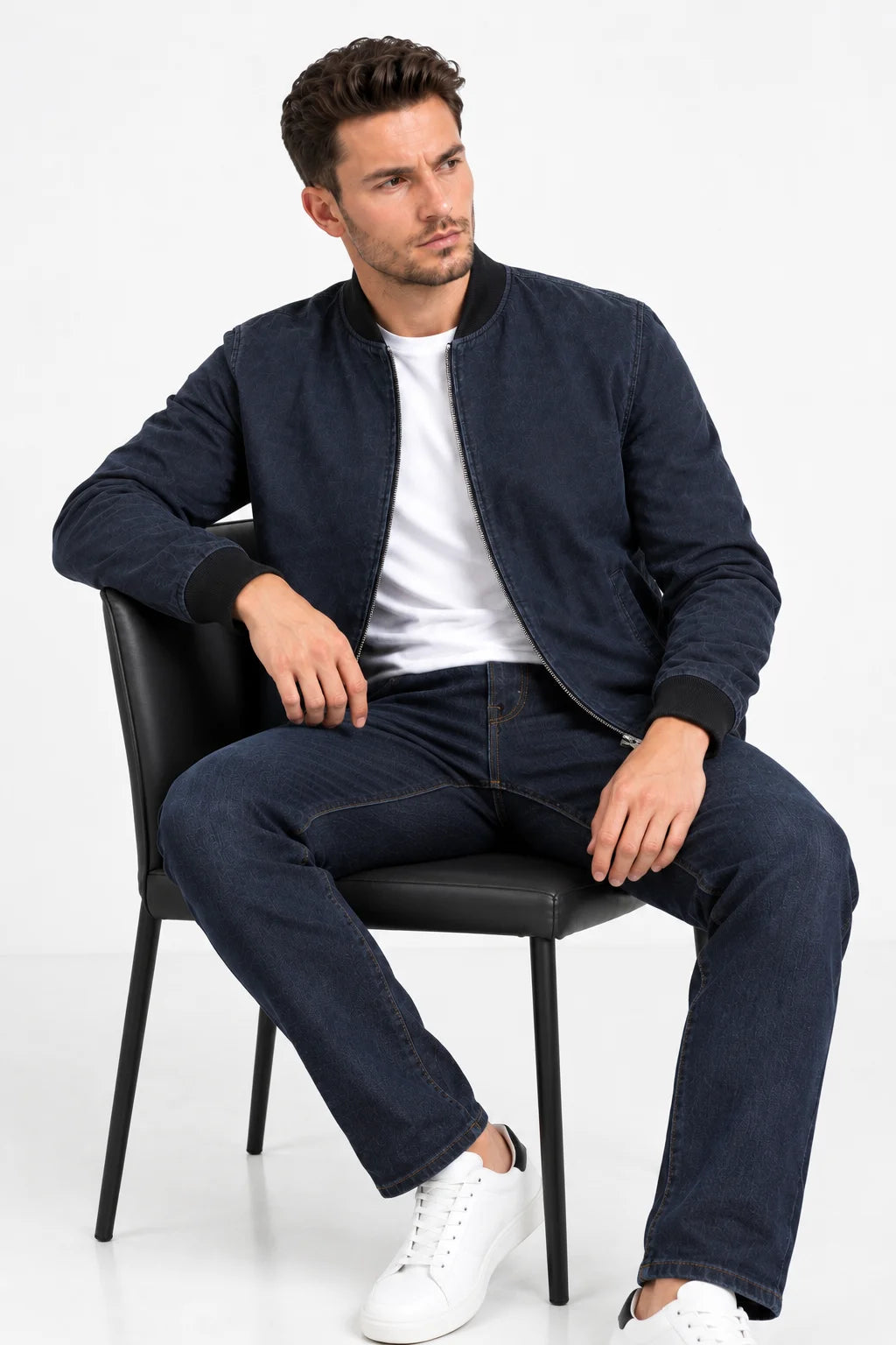 Men's Dark Blue Suede Leather Jacket 5