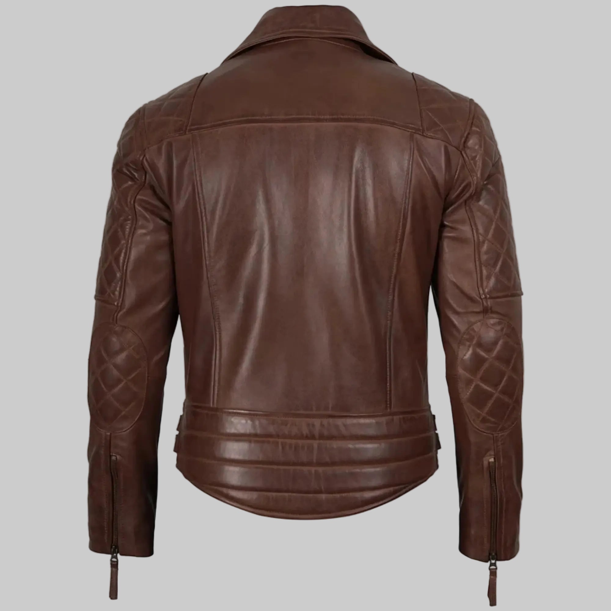 Men's Dark Brown Quilted Leather Biker Jacket