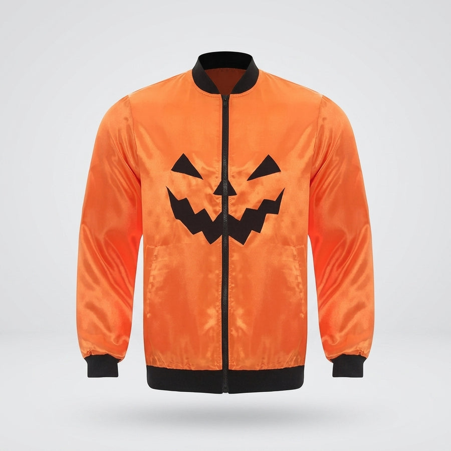 Men's Orange Halloween Pumpkin Bomber Jacket