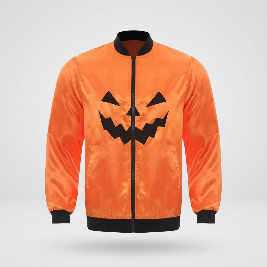Men's Orange Halloween Pumpkin Bomber Jacket