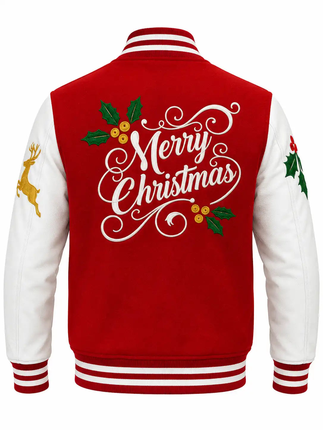 Men's Red Christmas Sheepskin Leather Biker Jacket