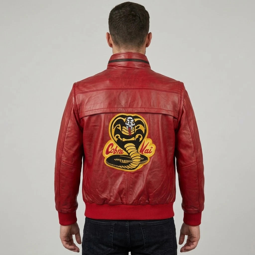 Men's Red Martial Arts Inspired Leather Jacket – Retro Biker Style1