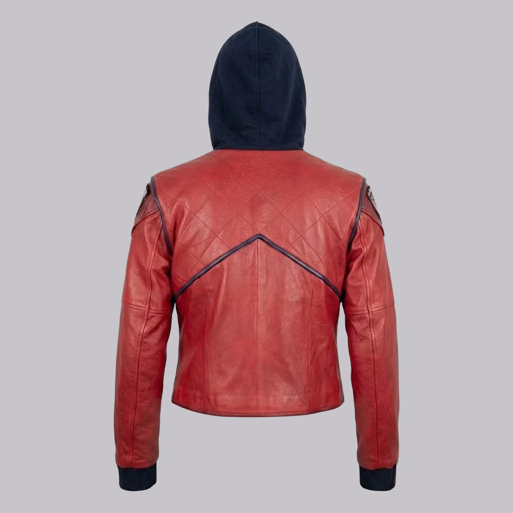 Men's Red Sheepskin Animated Series Inspired Leather Jacket