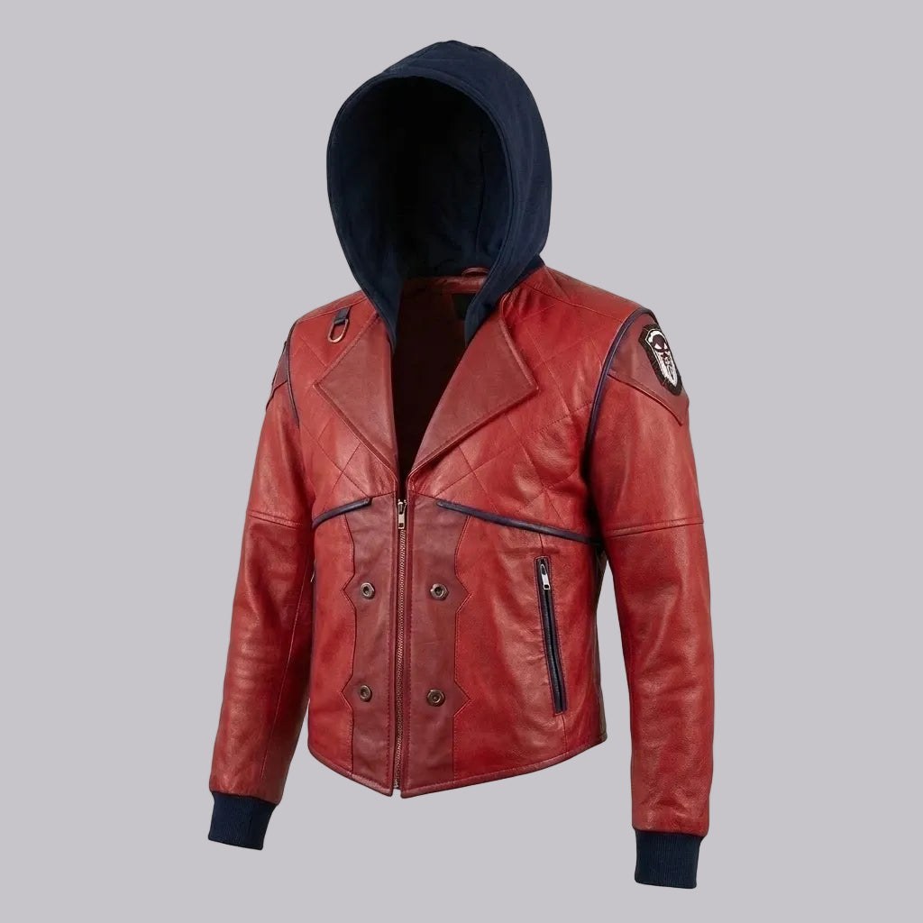 Men's Red Sheepskin Animated Series Inspired Leather Jacket