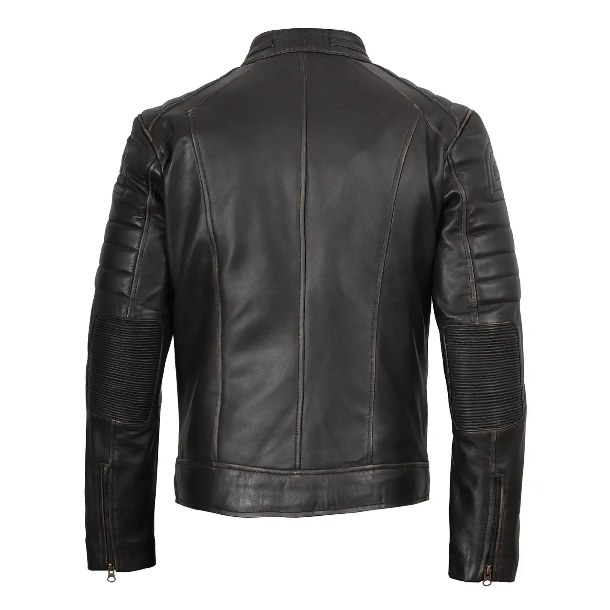 Black leather jacket on a white background