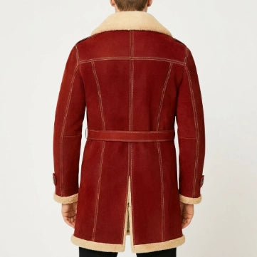 Men's Shearling Red Christmas Suede Coat