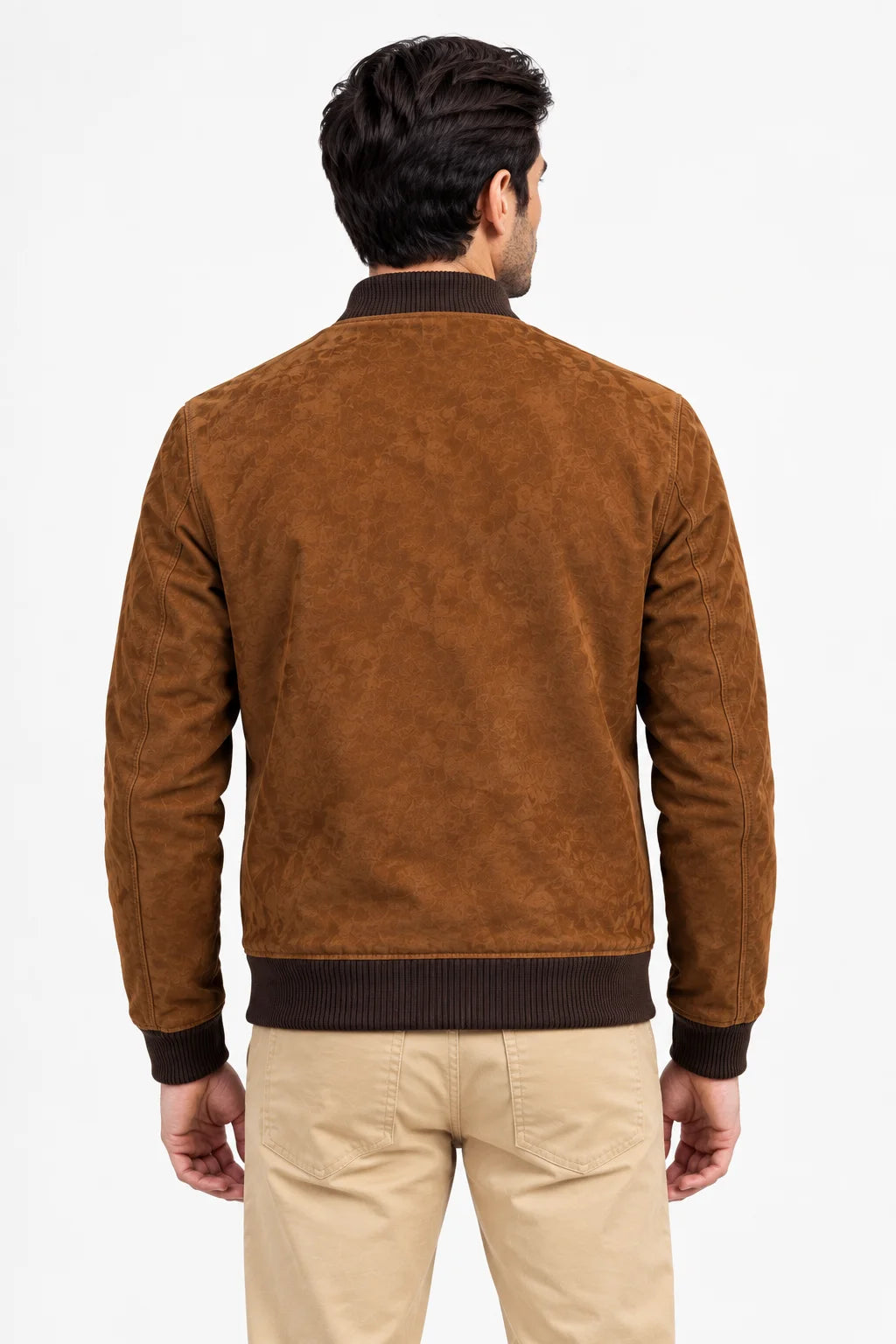 Men's Suede Brown Leather Classic Bomber Jacket 1