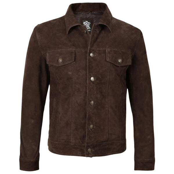 Brown suede jacket on a white background