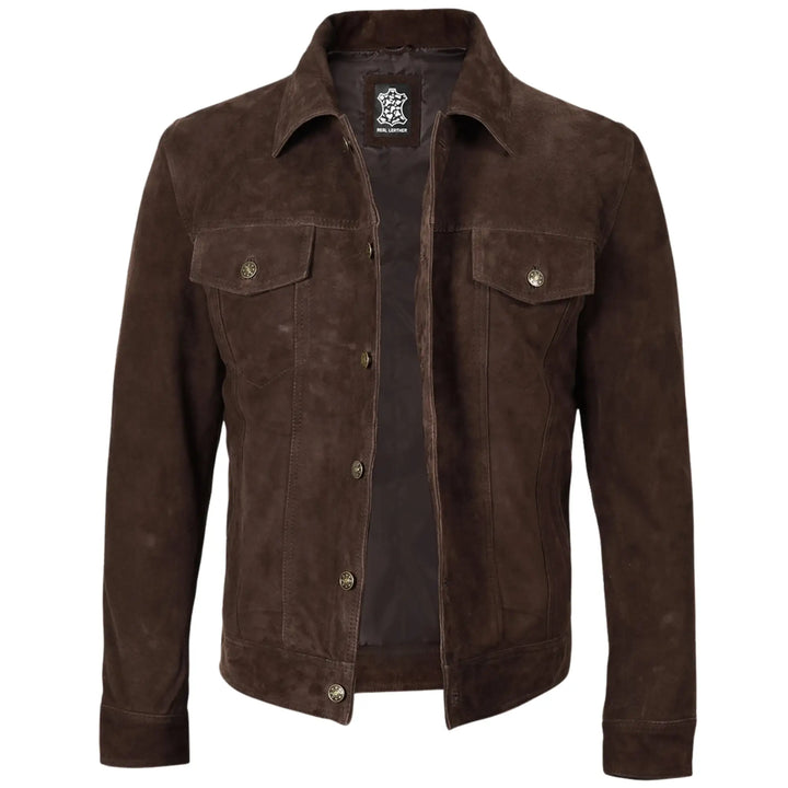 Brown suede jacket on a white background