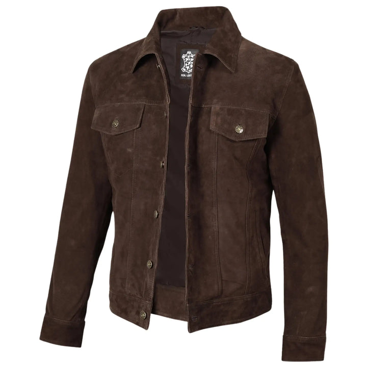 Brown suede jacket on a white background