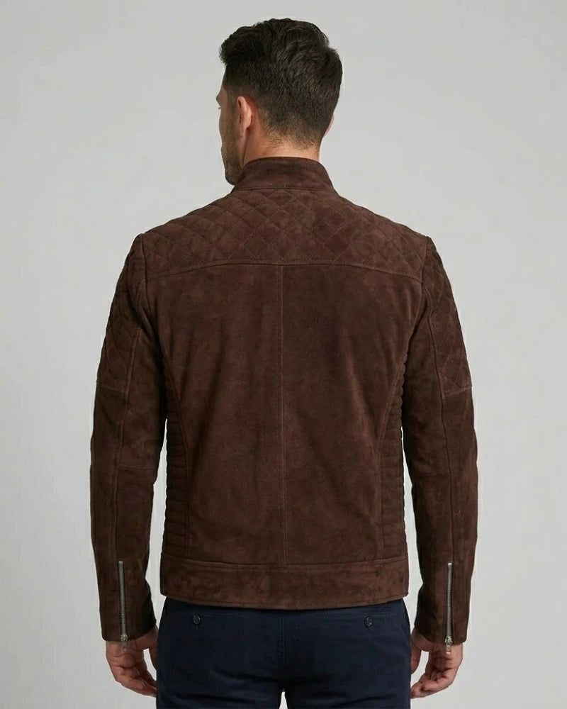 Men's Top Notch Dark Brown Suede Leather Jacket