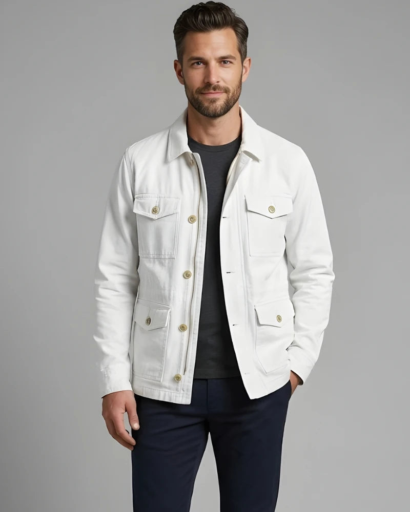 Men's White Cotton Jacket