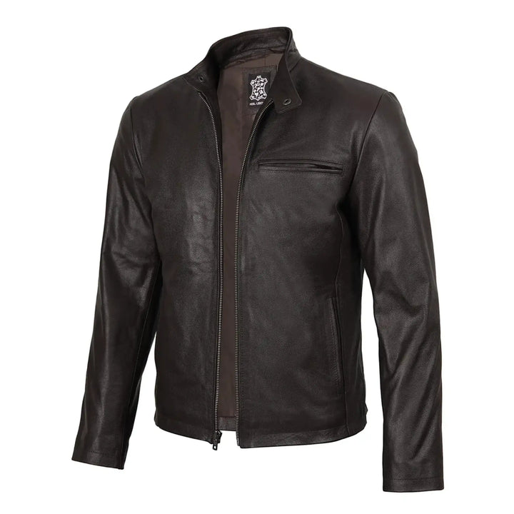 Black leather jacket on a white background