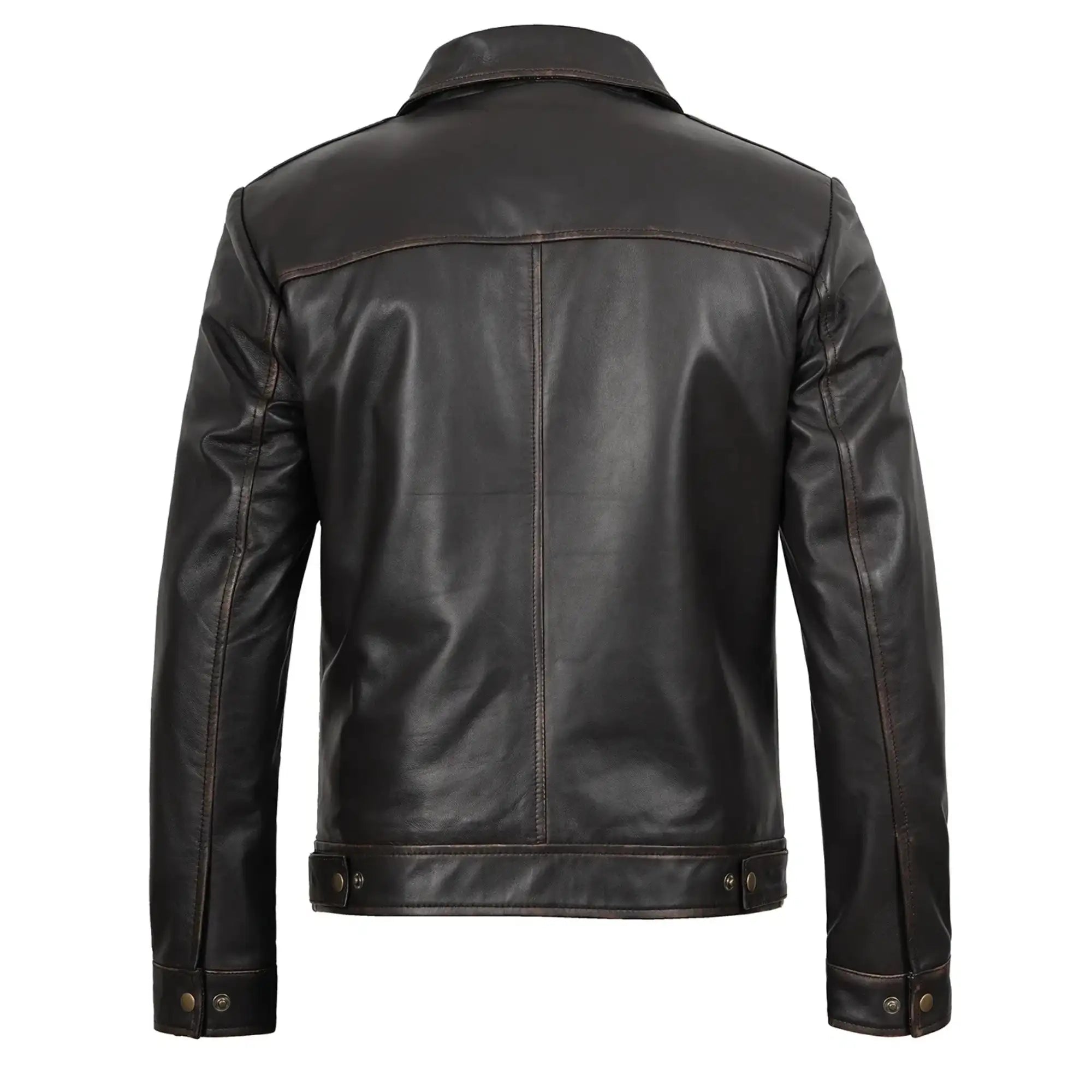 Black leather jacket on a white background