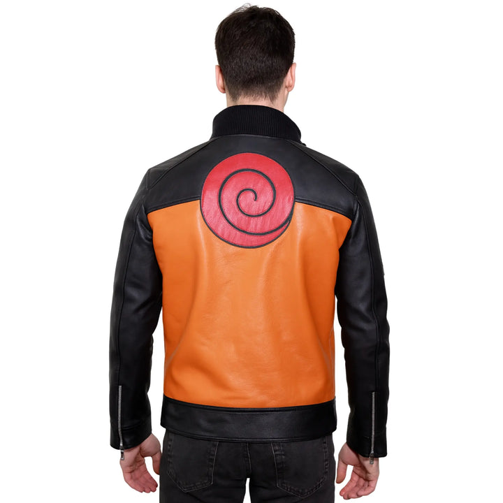Mens Naruto Shippuden Orange Leather Jacket