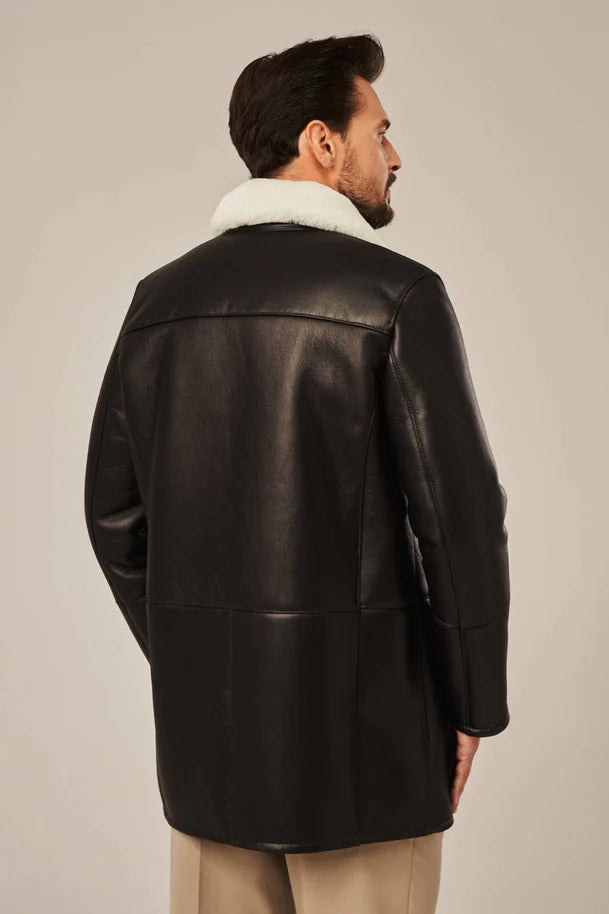 Silas - Men's Black Shearling Leather Coats