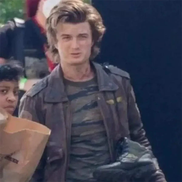 Unwind Leather Stranger Things Steve Harrington Brown Bomber Leather Jacket On the White Background