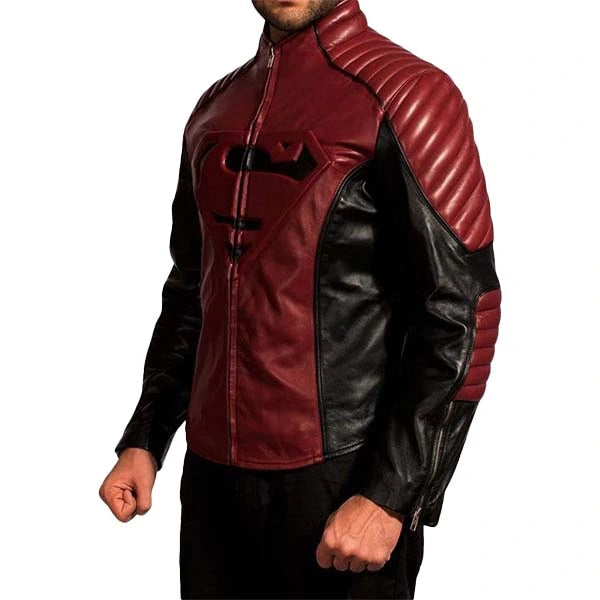 Superman Smallville Maroon Black Leather Jacket