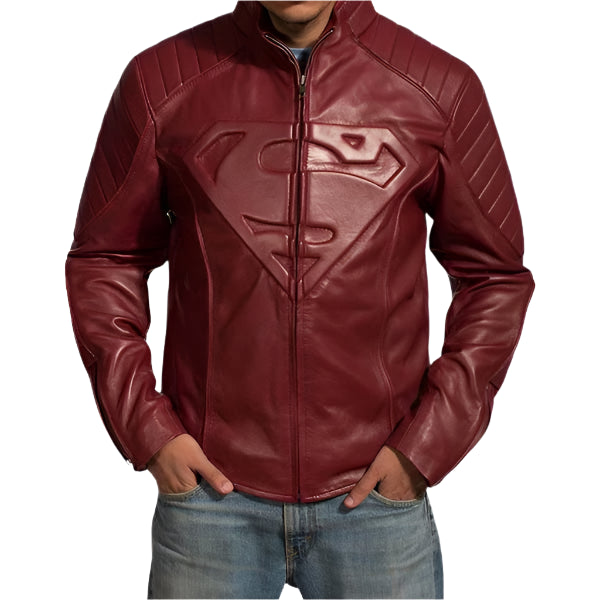 Superman Smallville Maroon Leather Jacket