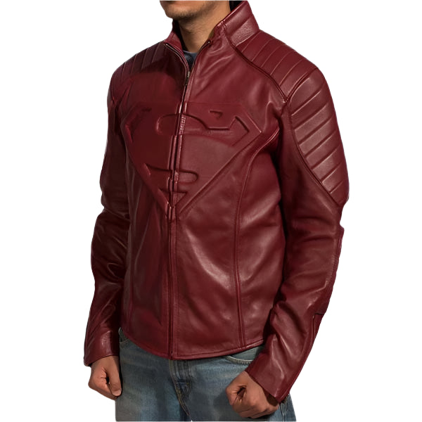 Superman Smallville Maroon Leather Jacket