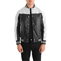 Terrance Black & White Leather Varsity Jacket