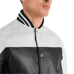 Terrance Black & White Leather Varsity Jacket