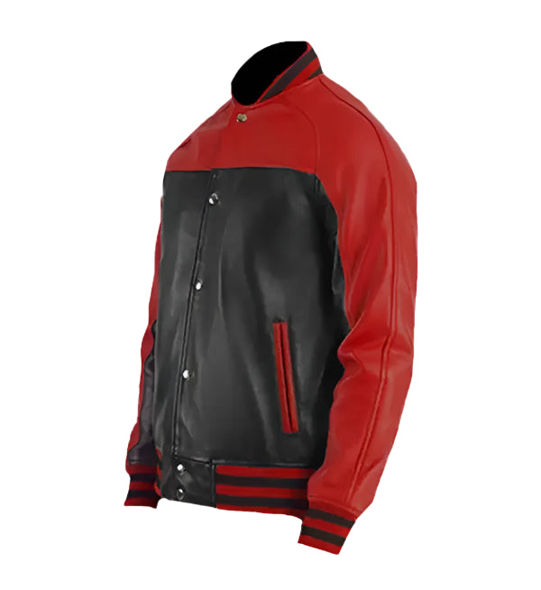 Terrance Red & Black Leather Varsity Jacket