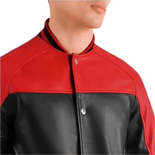 Terrance Red & Black Leather Varsity Jacket